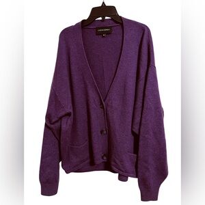 Cynthia Rowley Wool Blend Cardigan Sweater Women’s M Purple V-neck Grandpa Warm